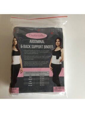 Gabrialla Abdominal and Back Support Binder Size Large 9in White Slimming NEW